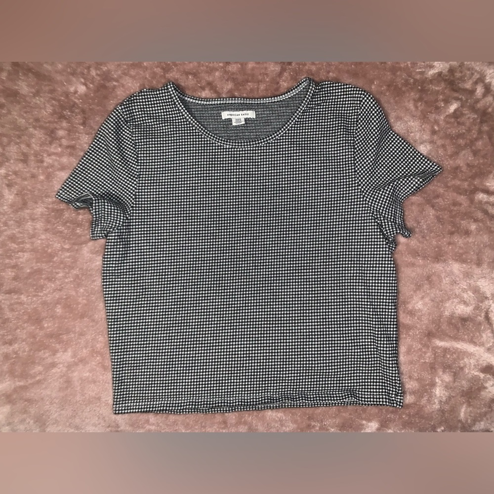 American Eagle Black and White Plaid Tee 🌟